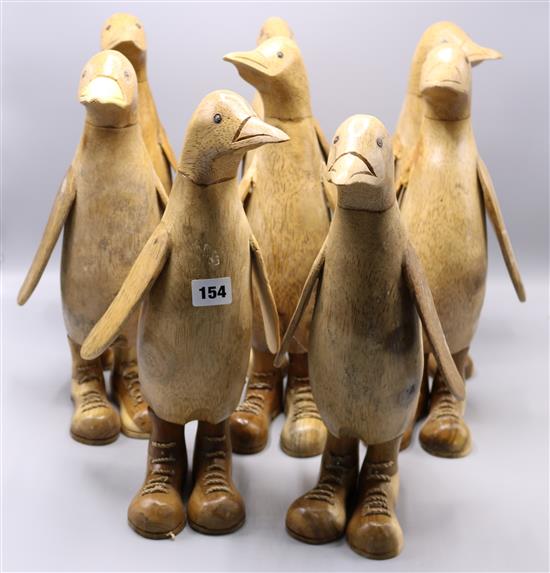 Collection of wooden penguins